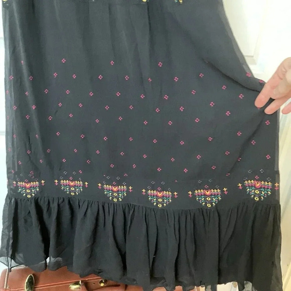 Marciano Silk Black Tiered Embroidered Halter Dress Womens Small Long Maxi - Picture 3 of 8